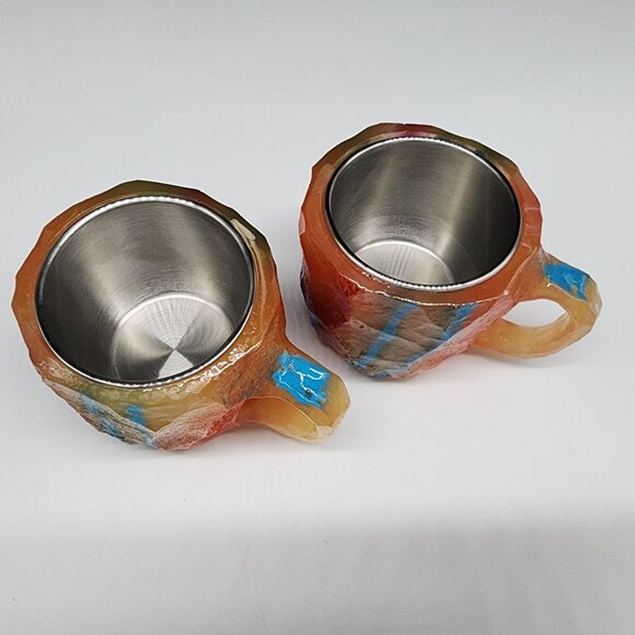 Mineral Crystal Resin Mugs Multi-Colored Mineral Crystal Coffee Mug Lot of 2 - Picture 3 of 8